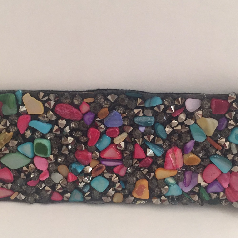Fun Boho Multicolored Pebble Soft Cuff Bracelet - Picture 6 of 7